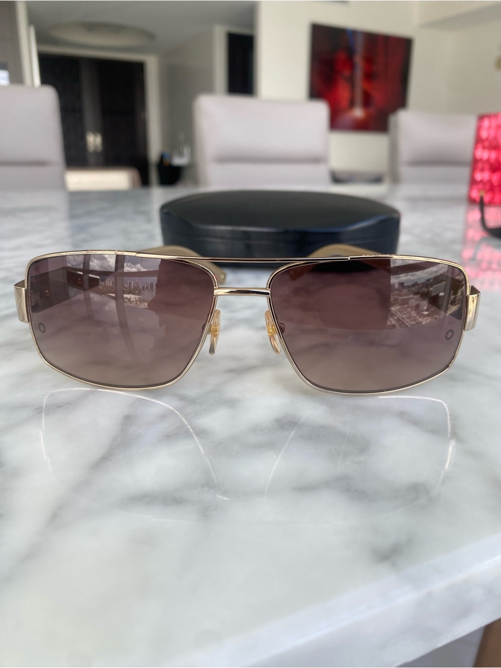Montblanc Gold Frame Brown Gradient Men’s Sunglasses